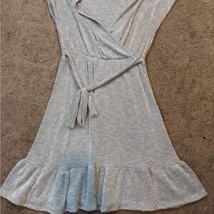 Striped Gray Wrap Dress